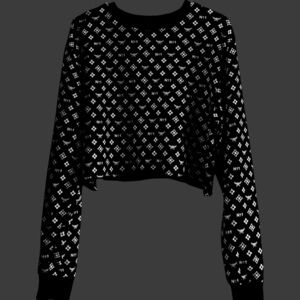 Black and White Patterned Cropped Sweater